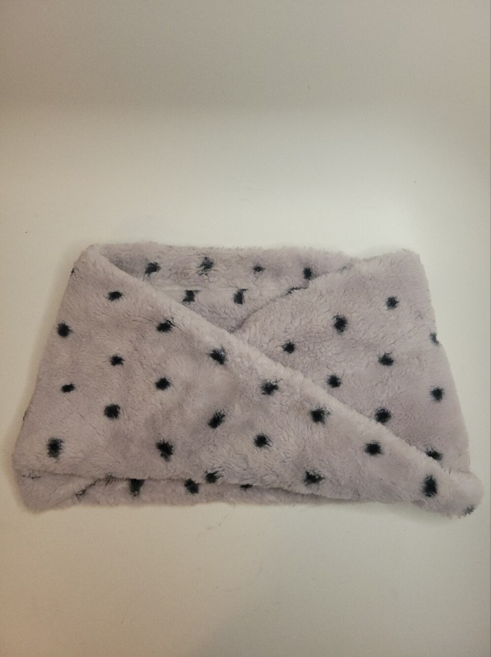 Faux Fur Polka Dot Neck Warmer - Light Purple with Black Spots